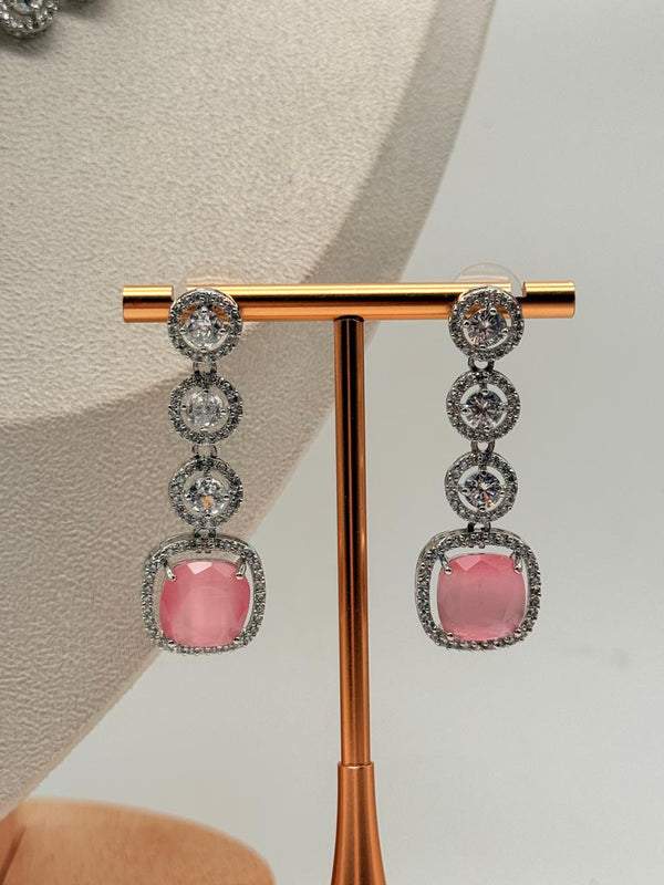 Lustra Pastel Pink AD Necklace Set