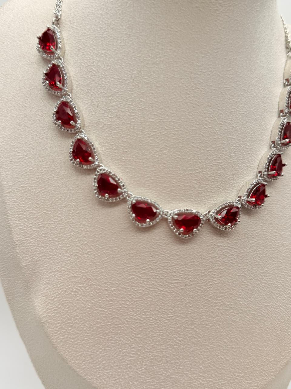 Crimson Dewdrop AD Necklace Set