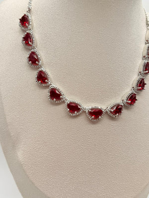 Crimson Dewdrop AD Necklace Set