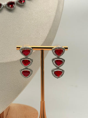 Crimson Dewdrop AD Necklace Set