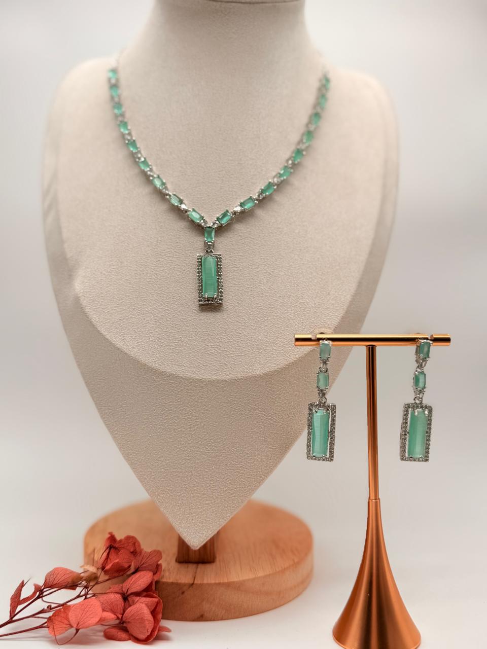Aqua Elara AD Necklace Set