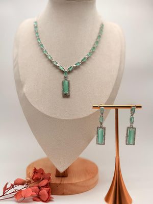 Aqua Elara AD Necklace Set
