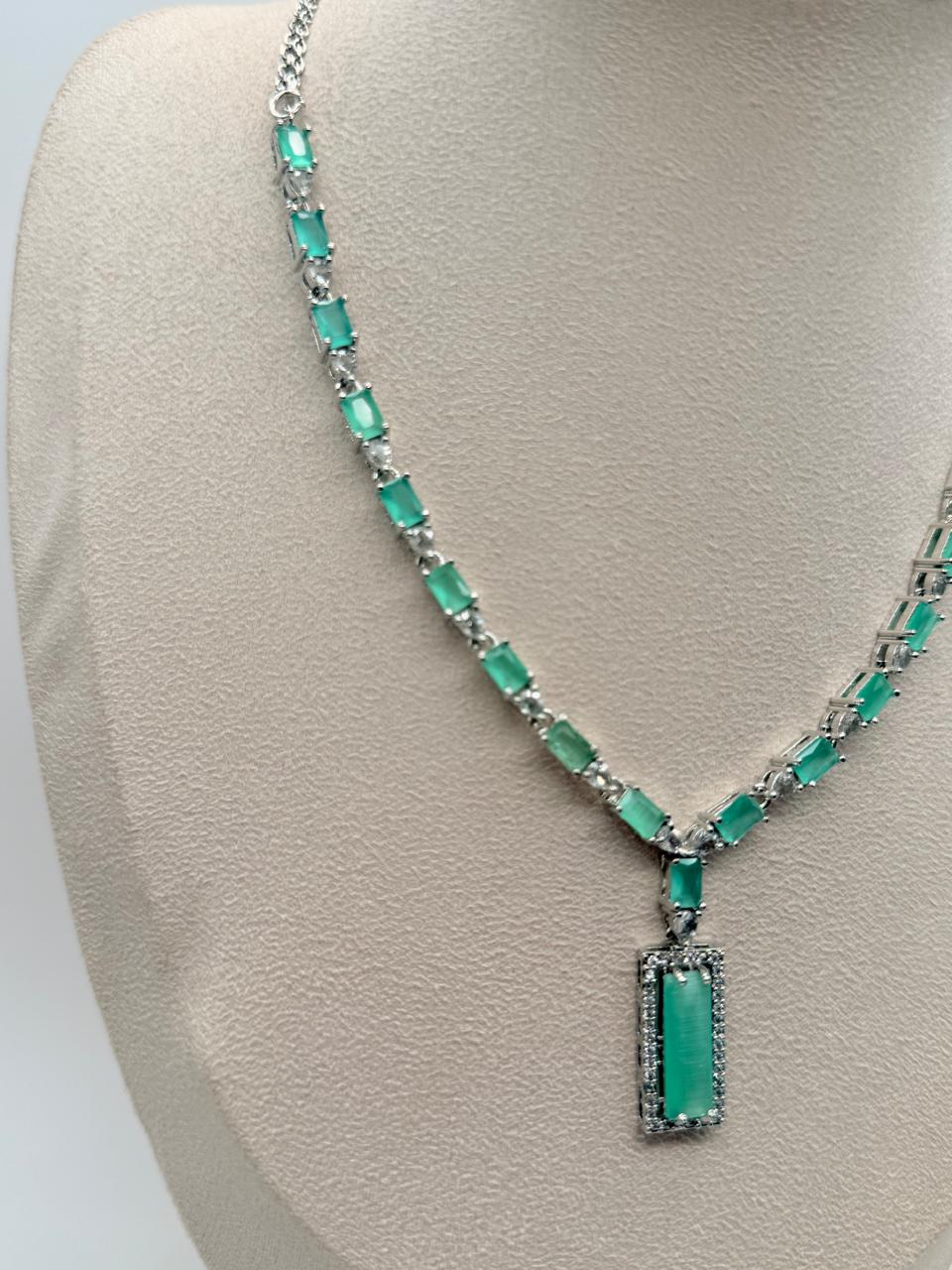 Aqua Elara AD Necklace Set