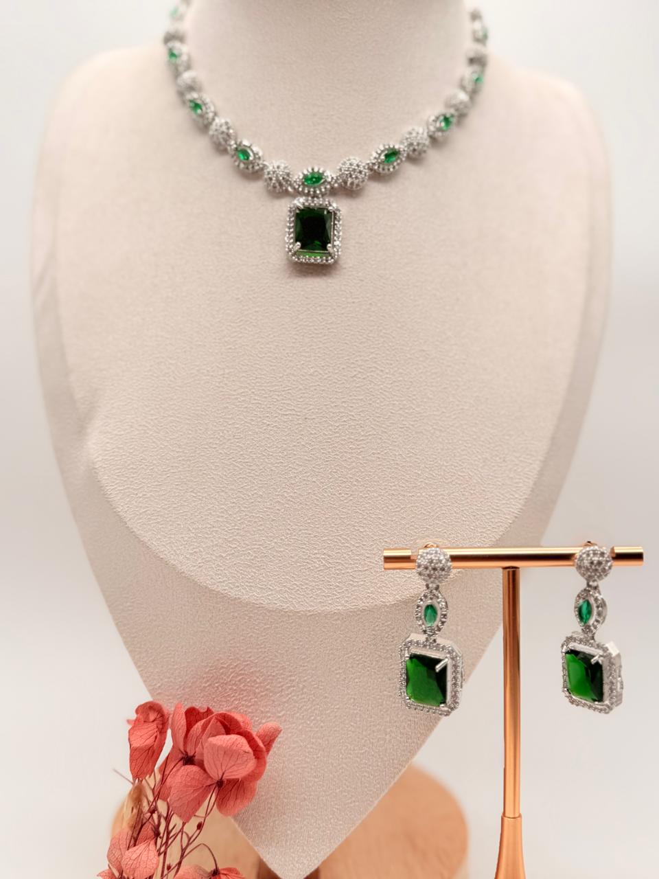 Elara Emerald – AD Necklace Set