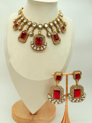 Maroon Majesty – Moissanite Necklace Set
