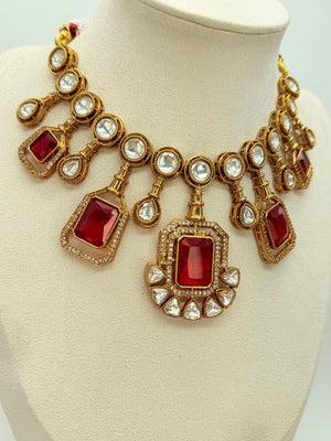 Maroon Majesty – Moissanite Necklace Set