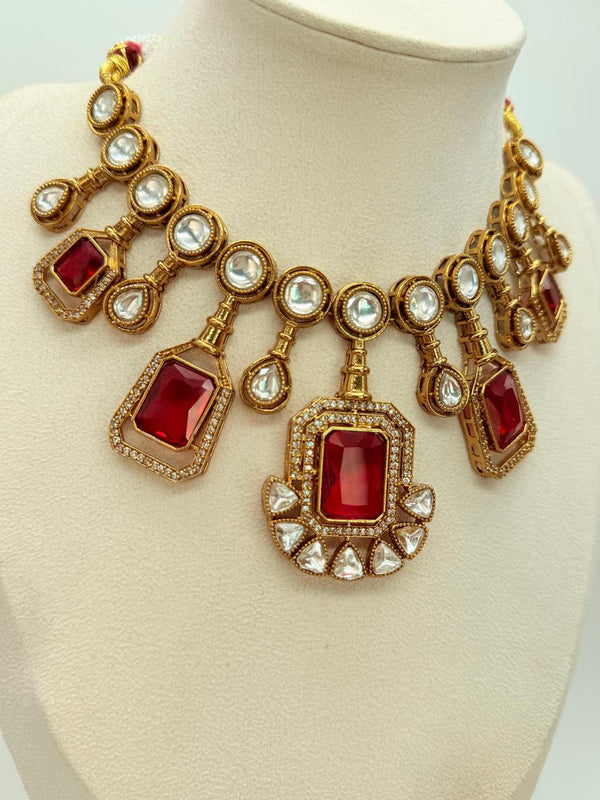 Maroon Majesty – Moissanite Necklace Set