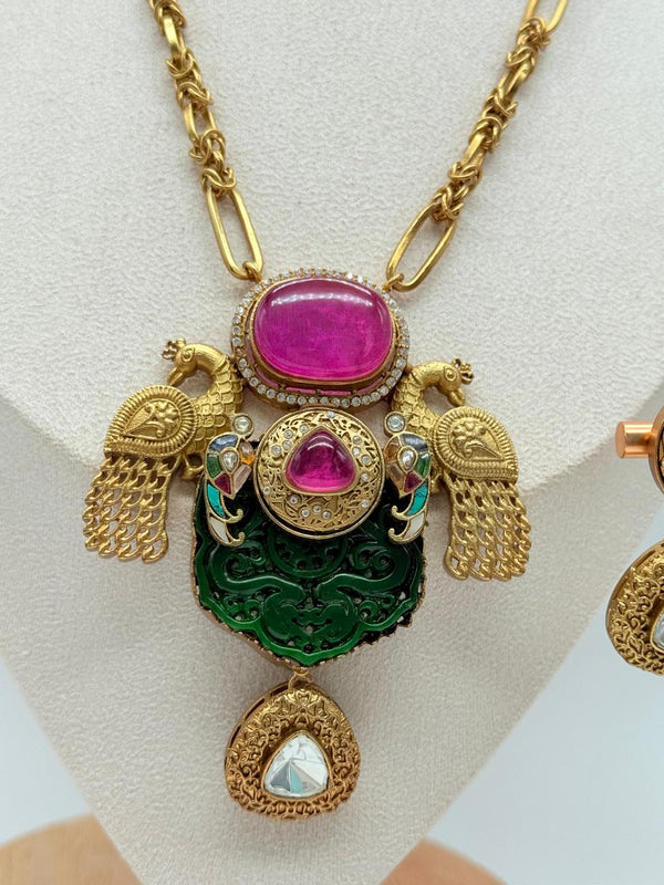 Petals & Peacock Pendant Set