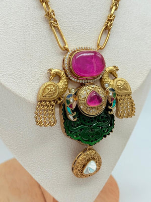 Petals & Peacock Pendant Set