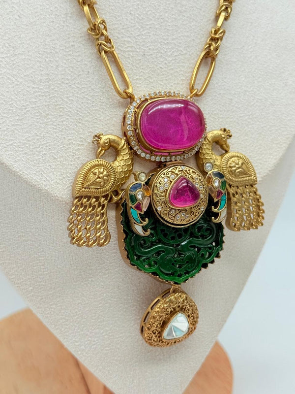 Petals & Peacock Pendant Set