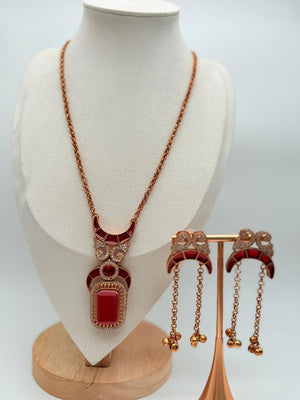 Maroon Crescent Muse Pendant Set