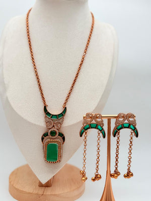 Emerald Crescent Muse Pendant Set