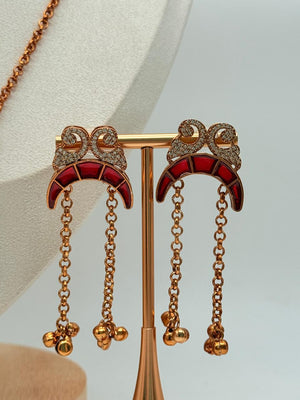 Maroon Crescent Muse Pendant Set