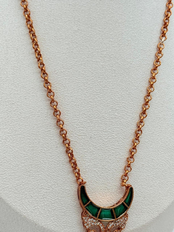 Emerald Crescent Muse Pendant Set