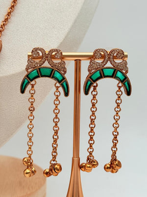 Emerald Crescent Muse Pendant Set