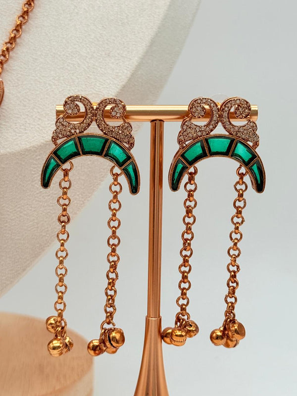 Emerald Crescent Muse Pendant Set