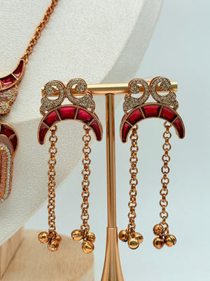 Pink Crescent Muse Pendant Set