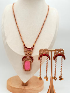 Pink Crescent Muse Pendant Set