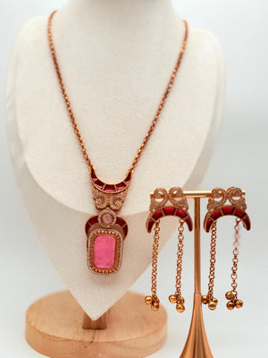 Pink Crescent Muse Pendant Set