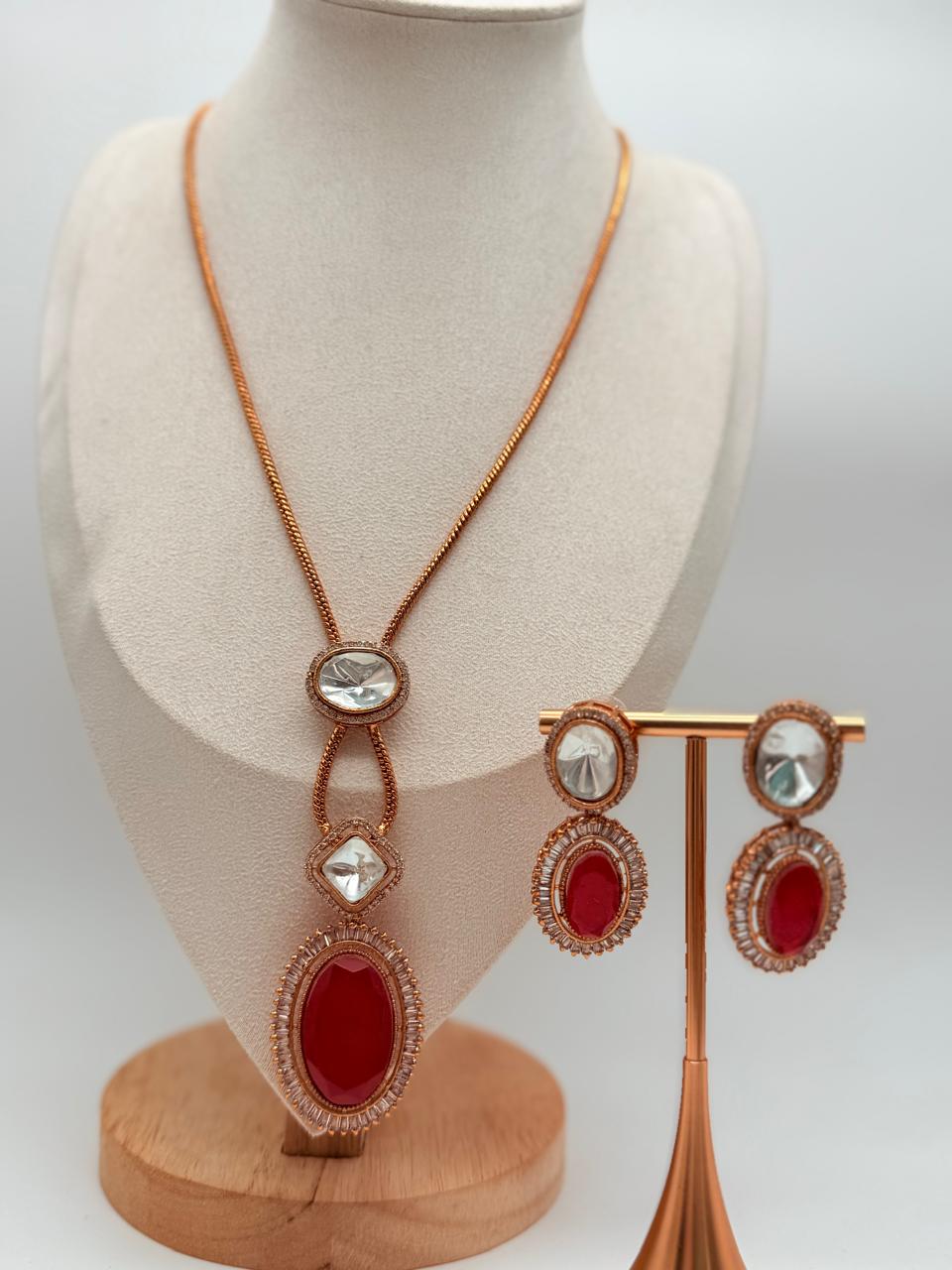 Red Aurora Gem Pendant Set