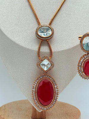 Red Aurora Gem Pendant Set