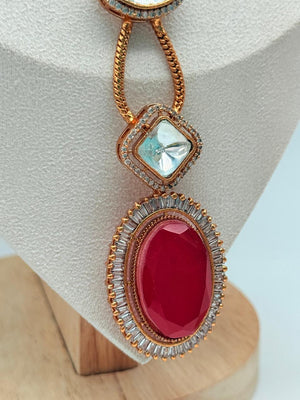 Red Aurora Gem Pendant Set