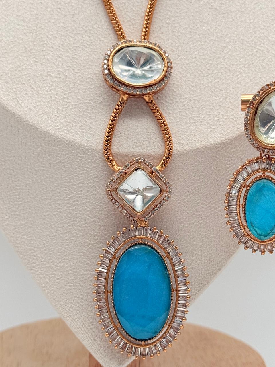 Turquoise Aurora Gem Pendant Set