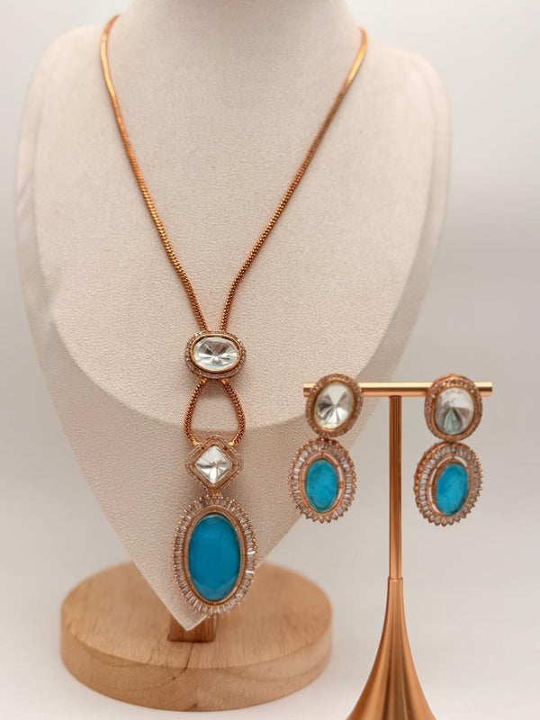 Turquoise Aurora Gem Pendant Set
