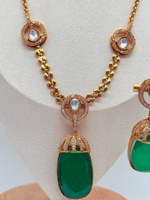 Emerald Crystal Droplet Pendant Set