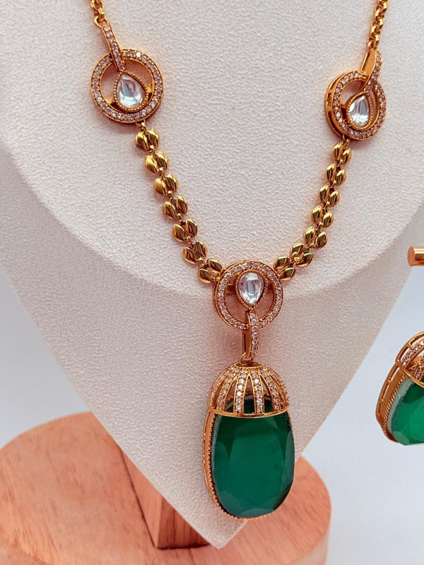 Emerald Crystal Droplet Pendant Set