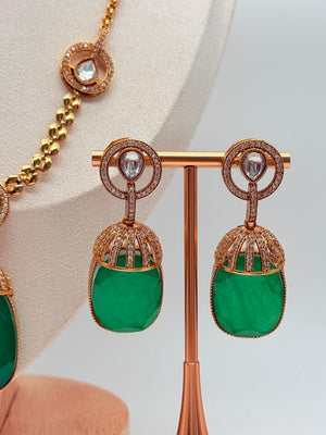 Emerald Crystal Droplet Pendant Set