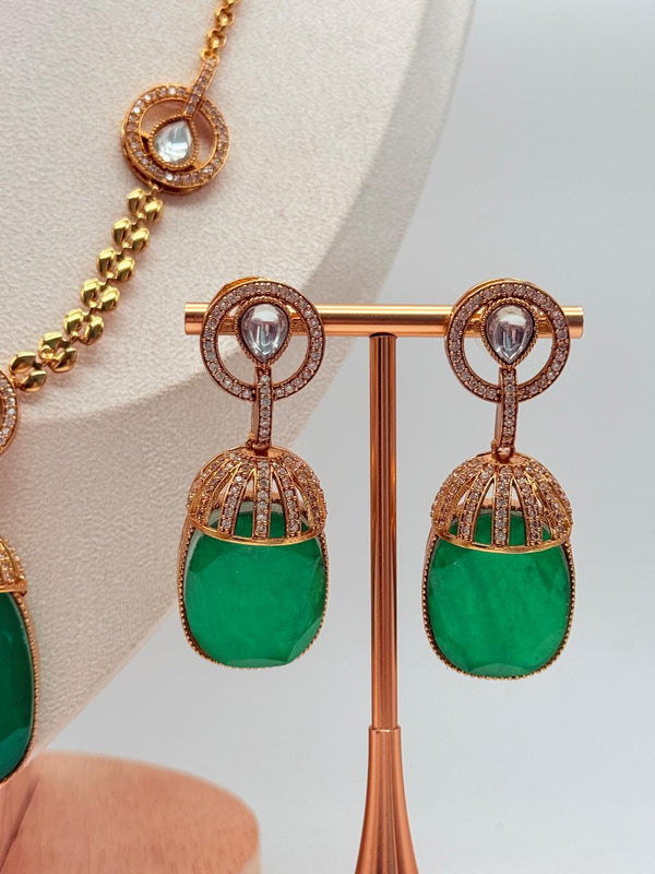 Emerald Crystal Droplet Pendant Set