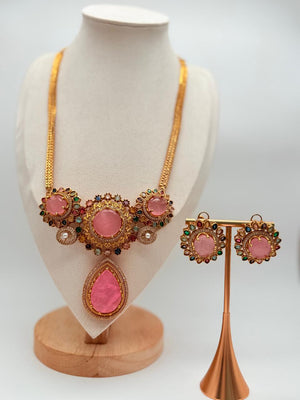 Pink Royal Rosette Pendant Set