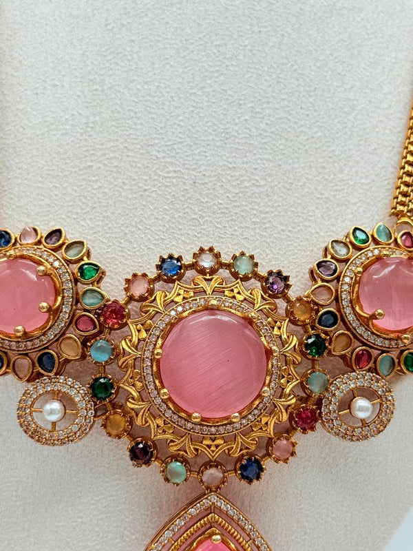 Pink Royal Rosette Pendant Set