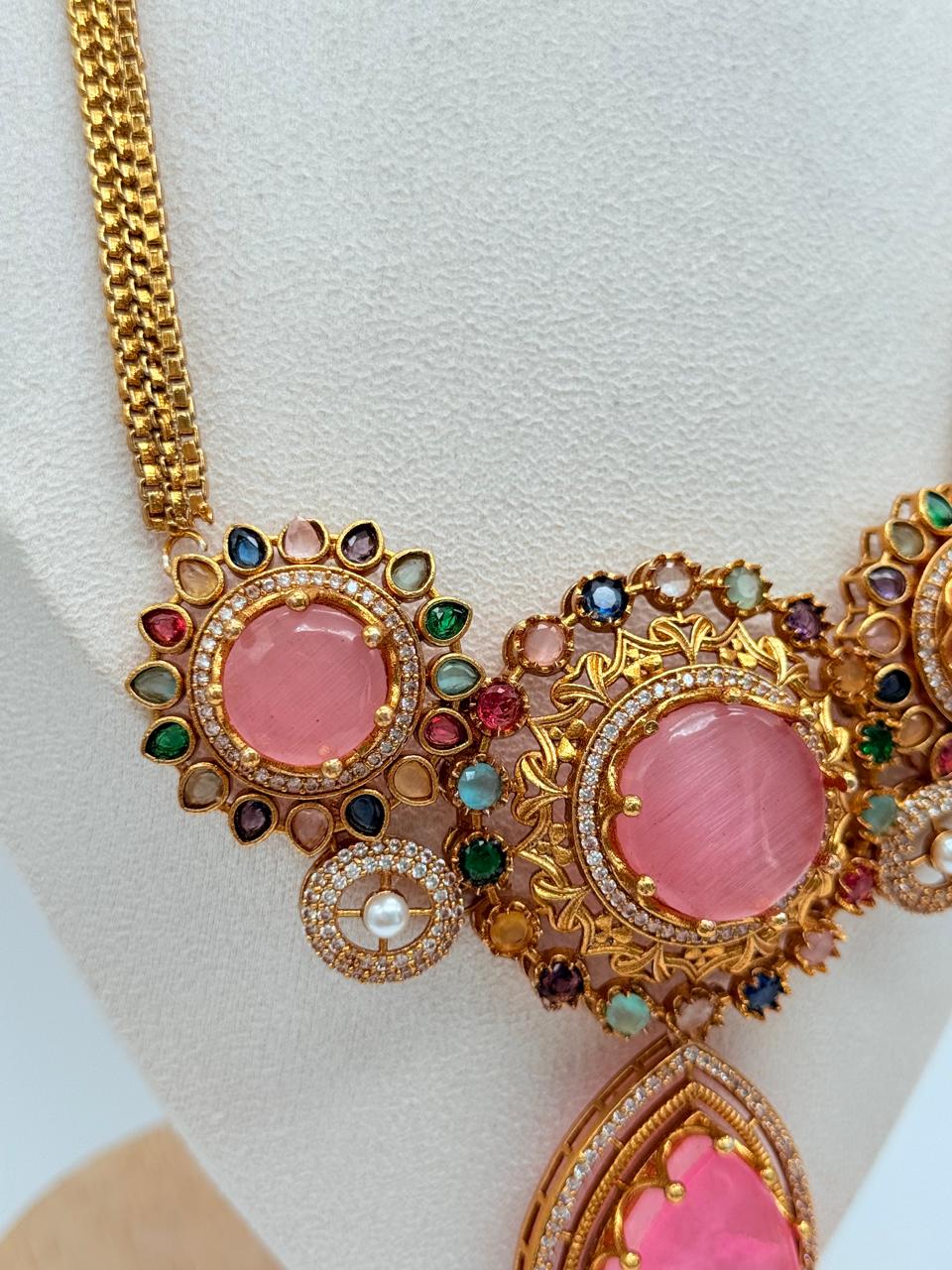 Pink Royal Rosette Pendant Set