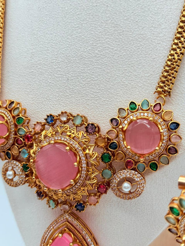 Pink Royal Rosette Pendant Set