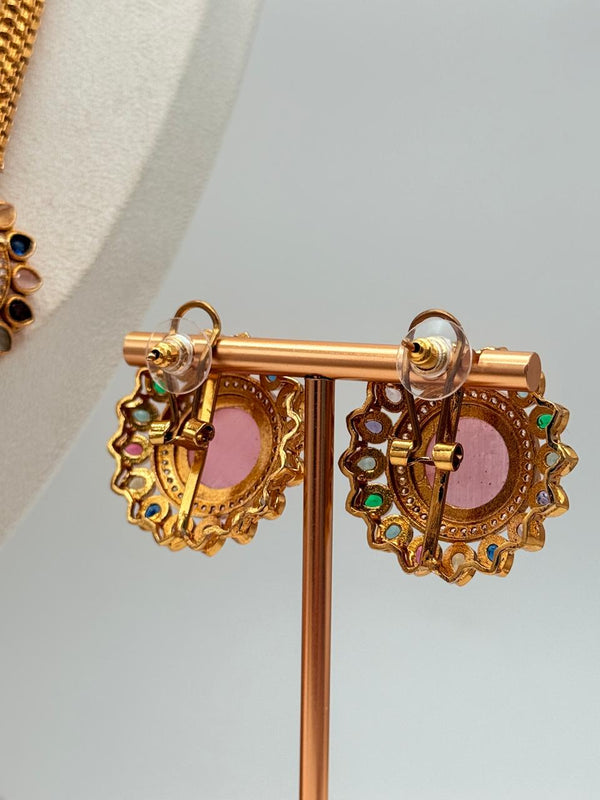 Pink Royal Rosette Pendant Set