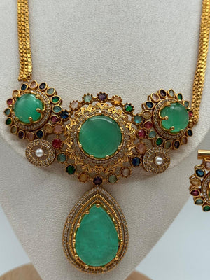 Mint Royal Rosette Pendant Set