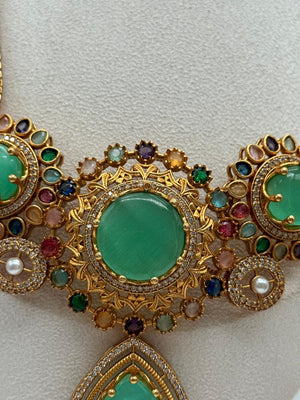 Mint Royal Rosette Pendant Set