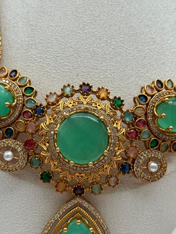 Mint Royal Rosette Pendant Set