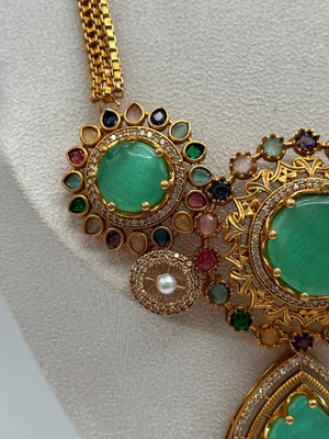 Mint Royal Rosette Pendant Set