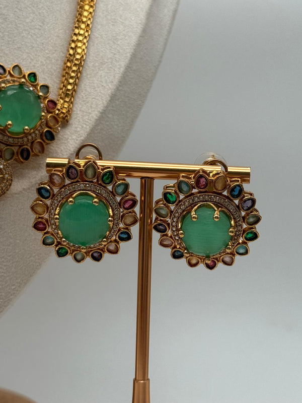 Mint Royal Rosette Pendant Set