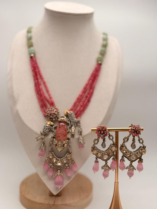 Rosy Winged Opulence Long Mala Set