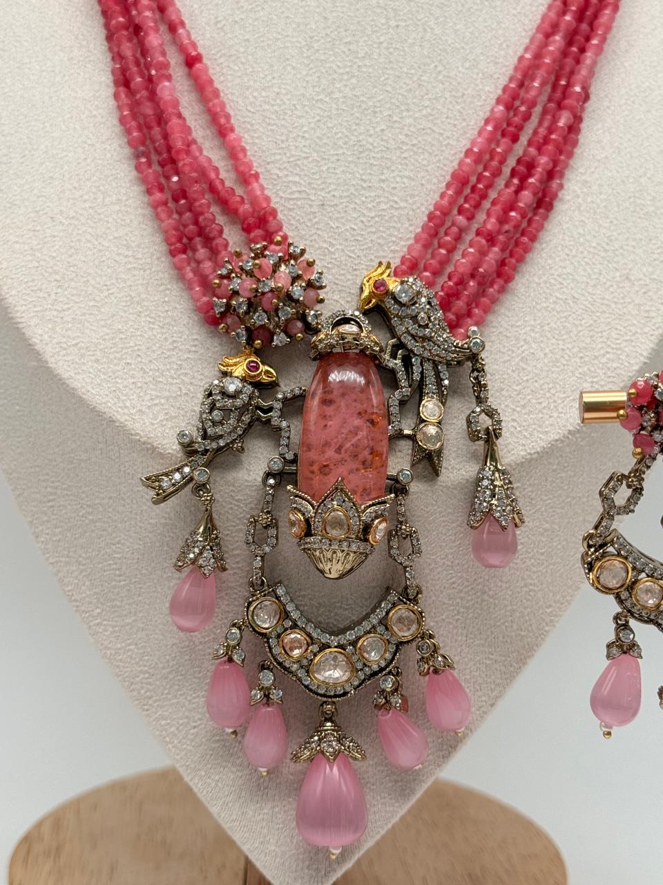 Rosy Winged Opulence Long Mala Set