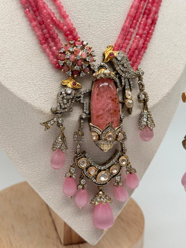 Rosy Winged Opulence Long Mala Set