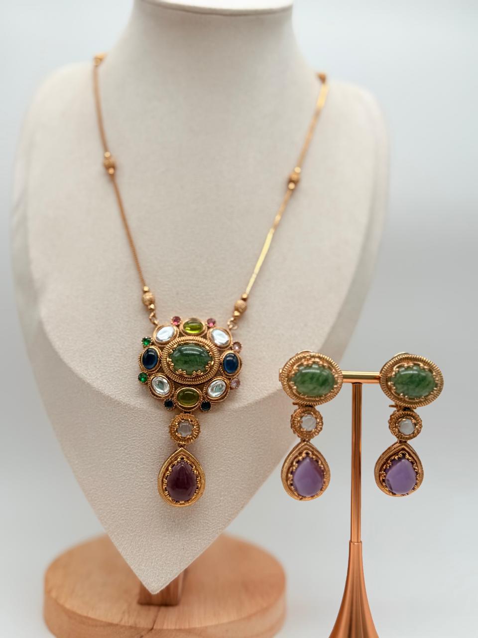 Majestic Multigem Heirloom Pendant Set - Purple Drop Variant