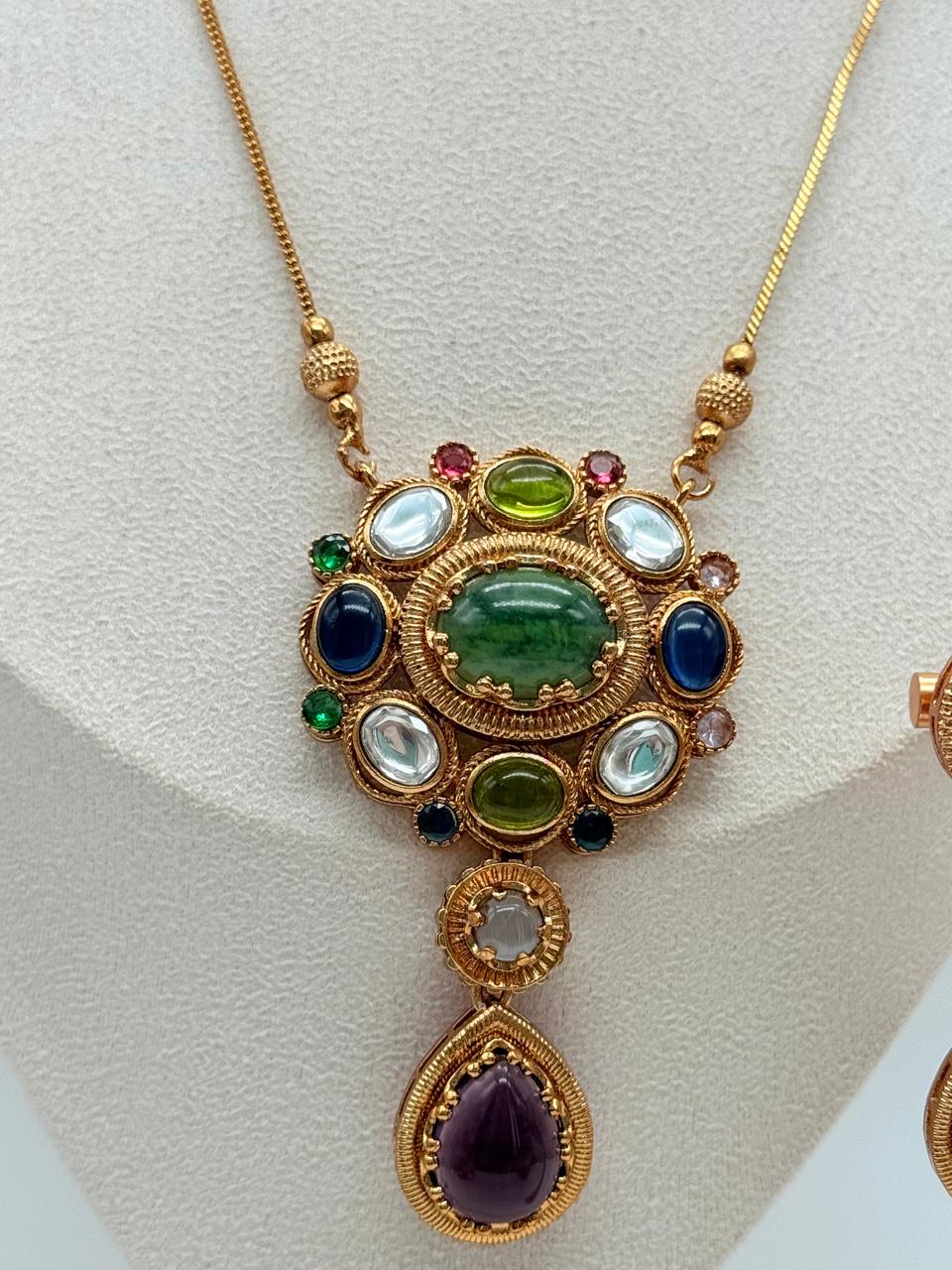 Majestic Multigem Heirloom Pendant Set - Purple Drop Variant