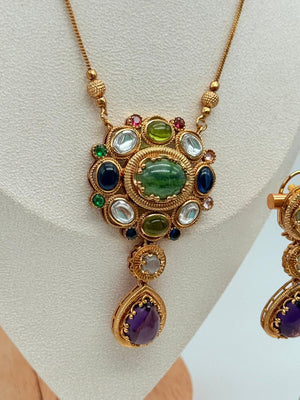 Majestic Multigem Heirloom Pendant Set - Purple Drop Variant