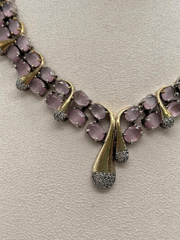 Rosy Wave Elegance Necklace Set - Lavender Variant