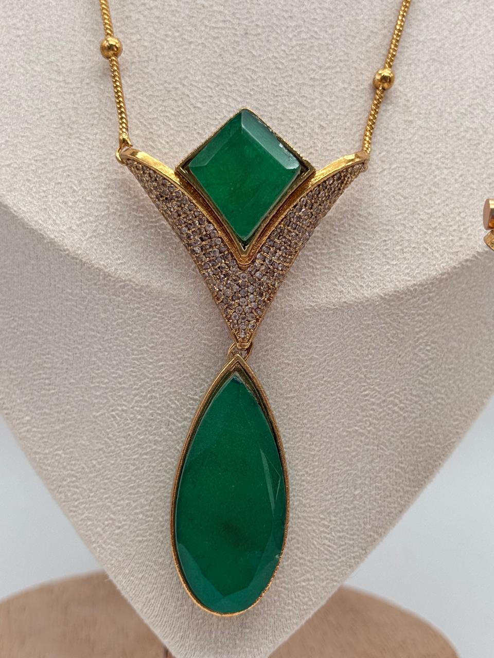 Emerald Prism Pendant Set